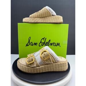 Sam Edelman Nerissa Slide Womens Size 6.5M Platform Natural Woven Flat Sandals